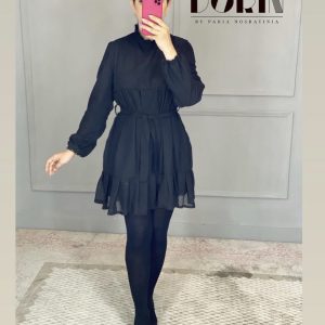 پیراهن حریر مشکی (کد ۱۱۵)