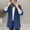 کت کرپ سرمه‌ای آستین آستردار (کد۵۱۱)